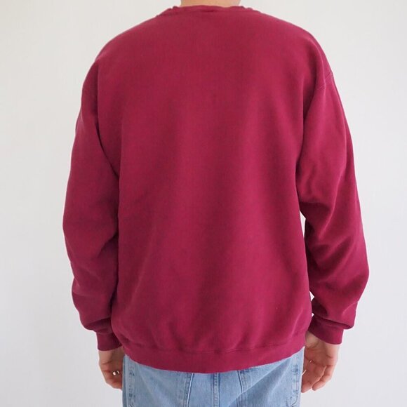 Vintage '90S Iowa The Hawkeye State Maroon Map Cotton Crewneck Sweater XL - Picture 2 of 10
